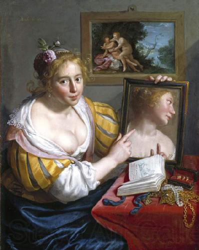 Paulus Moreelse Girl with a Mirror Germany oil painting art